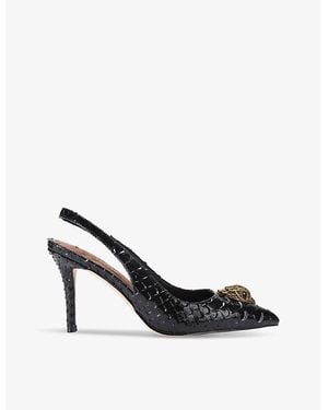 Kurt Geiger Belgravia Eagle-Embellished Heeled Patent-Leather Slingbacks - Black
