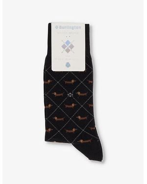 Burlington Dachshund-Print Cotton-Blend Knitted Socks - Black