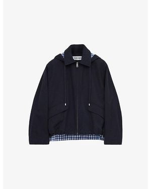Loewe Hooded Cotton-Blend Parka Coat - Blue