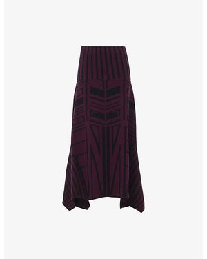 eem Geometric Handkerchief Knitted Midi Skirt - Purple