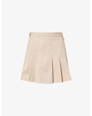 Lacoste Pleated Logo-Embroidered Cotton-Blend Mini Skirt - Natural