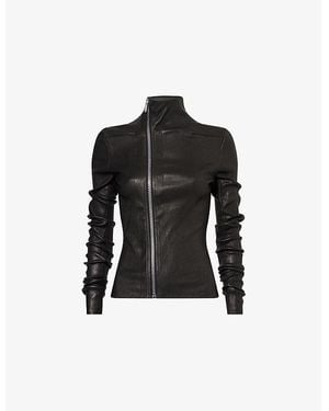 Rick Owens Gary High-Neck Stretch-Leather Blend Jacket - Black