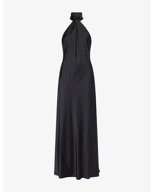 Ralph Lauren Halter Satin Gown - Black