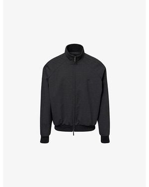 Emporio Armani Raglan-Sleeves High-Neck Stretch-Woven Jacket - Black
