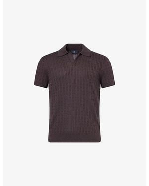 dunhill Short-Sleeve Cable-Knit Cotton And Silk-Blend Polo Shirt Xxxl - Purple