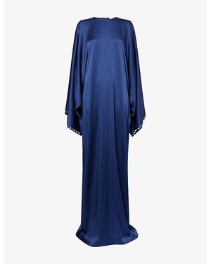 Stella McCartney Pearl-Embellished Satin Maxi Dress - Blue