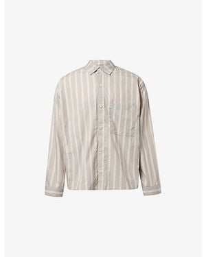 MKI Miyuki-Zoku Boxy-Fit Striped Cotton Shirt - White