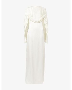 Stella McCartney Draped Cape Satin-Crepe Gown - White