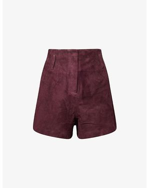 Frankie Shop Lise Tailored Suede Shorts - Purple
