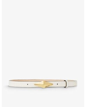 Jimmy Choo Diamond Logo-Engraved Leather Belt - Metallic