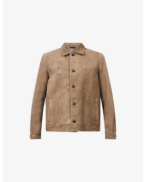 Sunspel Collared Suede Jacket - Natural