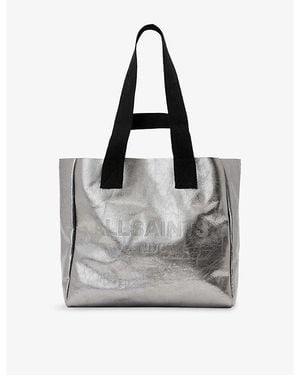 AllSaints Izzy Metallic-Leather Tote Bag - Gray