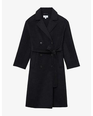 Reiss Marina Double-Breasted Wool-Blend Coat - Black