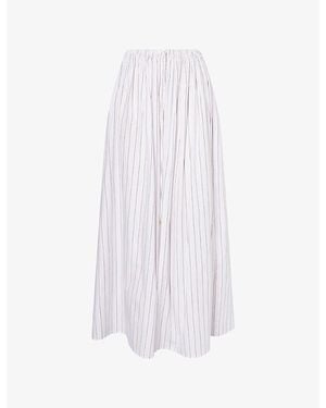 Reem Alkanhal Noura Pinstripe Cotton Maxi Skirt - White