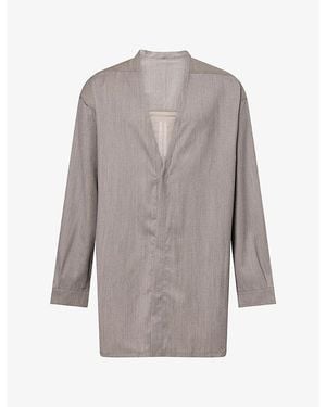 Rick Owens Concordian Longline Wool Shirt - Grey