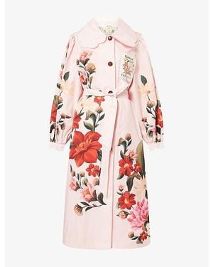 Barbour X Farm Rio Bromelia Floral Shell Trench Coat - Pink
