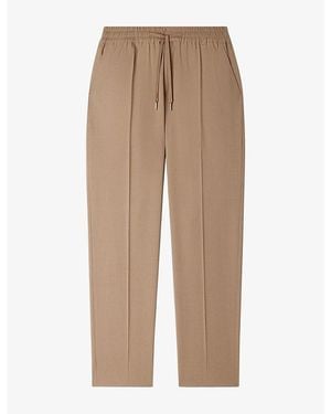 Sandro Drawstring Elasticated-Waist Stretch Wool-Blend Pants - Natural