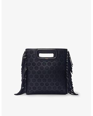 Maje M Flower Perforated-Leather Cross-Body Bag - Blue