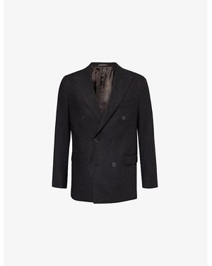 Oscar Jacobson Farris Double-Breasted Regular-Fit Wool Blazer - Black