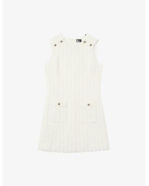 The Kooples Sleeveless Tweed Cotton-Blend Mini Dress - White