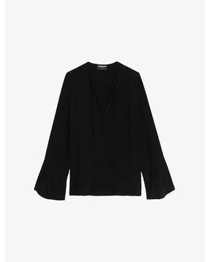 Zadig & Voltaire Turi V-Neck Woven Blouse - Black