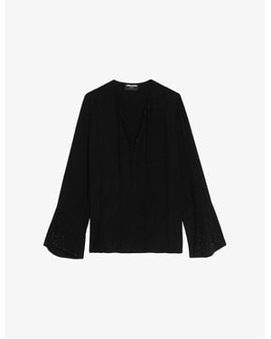 Zadig & Voltaire Turi V-Neck Woven Blouse - Black
