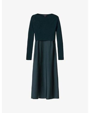 AllSaints Hera Two-In-One Woven Midi Dress - Blue