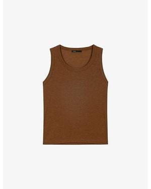 Maje Ribbed Lyocell Vest Top - Brown