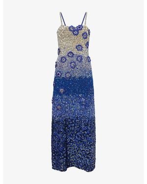 La Fuori Sapphire Stardust Sequinned Midi Dress - Blue