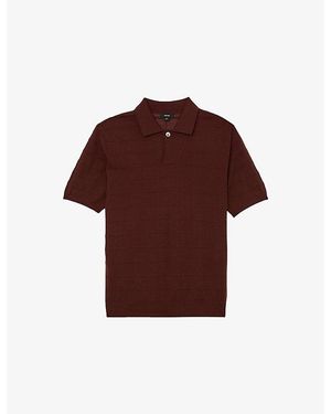 Reiss Serval Open-Collar Textured Woven Polo