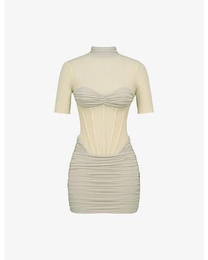 House Of Cb Sorrel Semi-Sheer Stretch-Mesh Mini Dress Xs (A-C Cup) - Natural