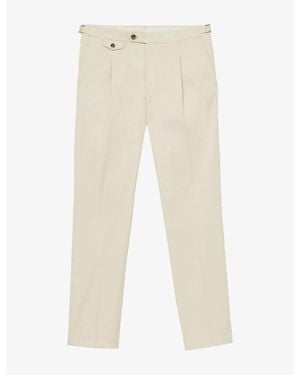 Reiss Float Tailored-Fit Side-Adjuster Cotton-Blend Pants - Natural