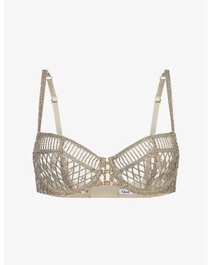 Aubade Stardust Half Cup Embroidered Bra - Natural