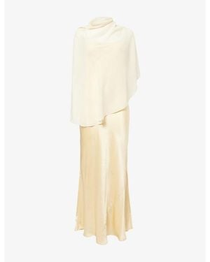 Reformation Lilibeth Sheer-Cape Silk Midi Dress - Natural