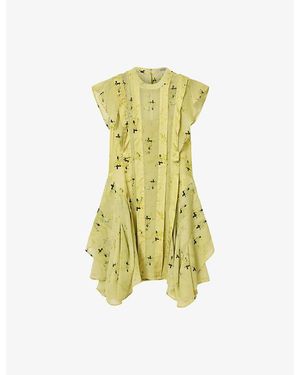 AllSaints Polyester Fleur Textured Asymmetric Hem Dress, /Us 12 in Natural  | Lyst