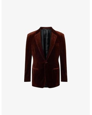 dunhill Notch-Lapel Single-Breasted Cotton-Velvet Blazer - Red