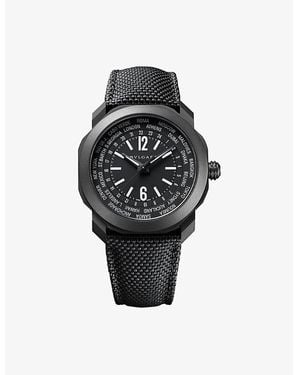 BVLGARI Octo Roma Worldtimer Stainless-Steel Dlc And Rubber Automatic Watch - Black