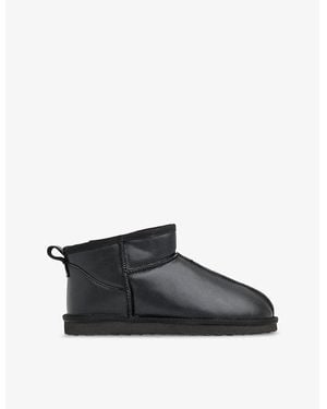 Whistles Mable Shearling-Lined Leather Slippers - Black
