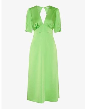 OMNES Odette V-Neck Woven Midi Dress - Green