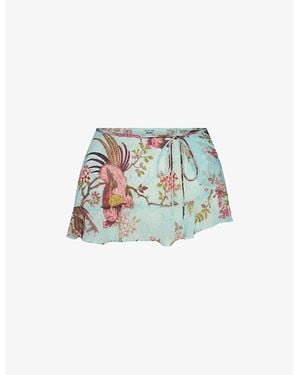 Skims X Cavalli Graphic-Print Stretch-Woven Mini Skirt - White