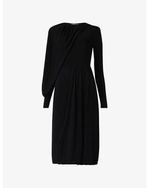 eem Scarf Detail Knitted Midi Dress - Black