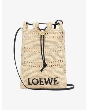Loewe X Paula's Ibiza Drawstring Pocket Raffia Cross-Body Bag - Natural