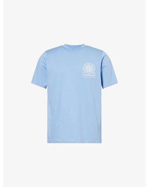 Sandbanks Sonar Logo Print Cotton T-Shirt - Blue