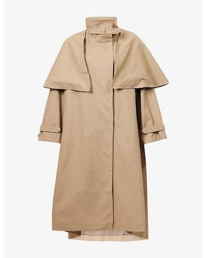 Atelier Ninety Five Funnel-Neck Cape Cotton-Canvas Trench Coat - Natural