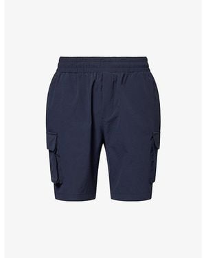 Arne Utility Cargo Multi-Pocket Stretch-Woven Shorts - Blue
