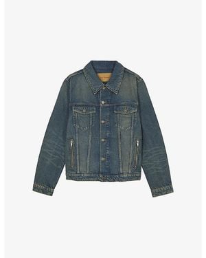 The Kooples Chest-Pocket Faded Denim Jacket - Blue
