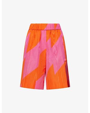 Dries Van Noten Pomy Colour-Block Cotton-Blend Bermuda Shorts - Orange