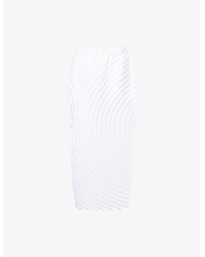 Issey Miyake Paper Bag Pleats Knitted Midi Skirt - White