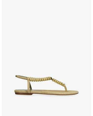 Le Monde Beryl Beaded Suede Sandals - Natural