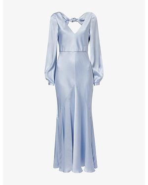 Gabriela Hearst Peyton Knotted-Back Silk Maxi Dress - Blue